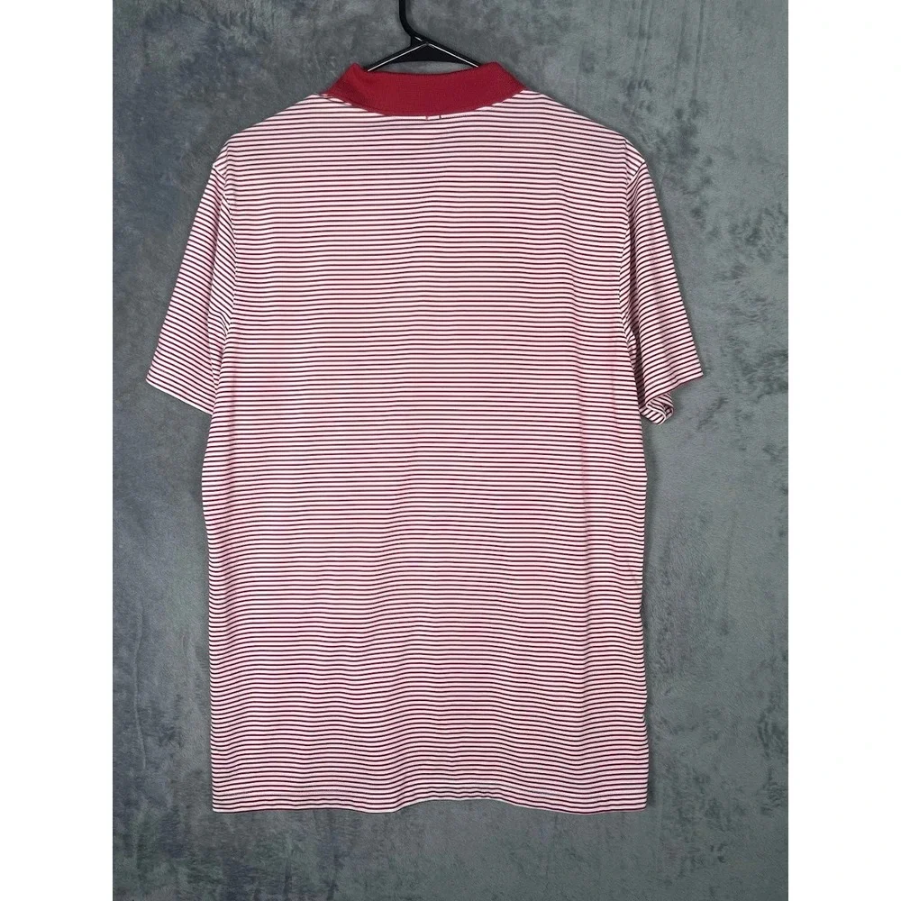 Nike Golf Mens Dri-FIT Kiawah Island Striped Polo Shirt Red White Size Medium - Picture 5 of 6